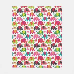 retro elephant kids pattern wallpaper fleece blanket