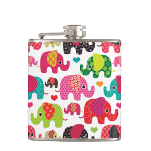 retro elephant kids pattern wallpaper hip flask