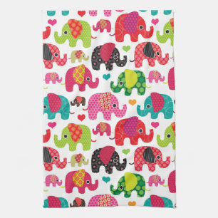 retro elephant kids pattern wallpaper kitchen towel