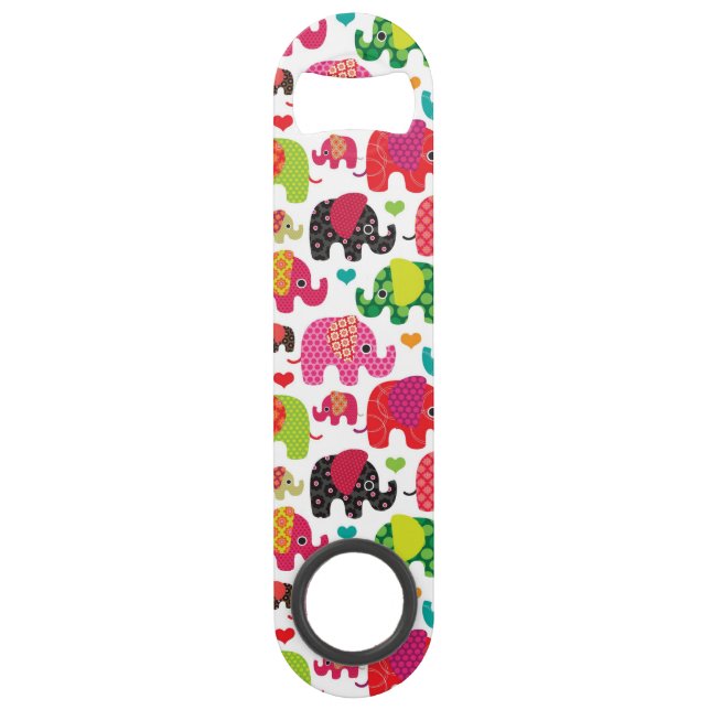 retro elephant kids pattern wallpaper speed bottle opener (Front)