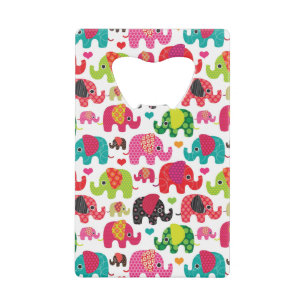 retro elephant kids pattern wallpaper wallet bottle opener