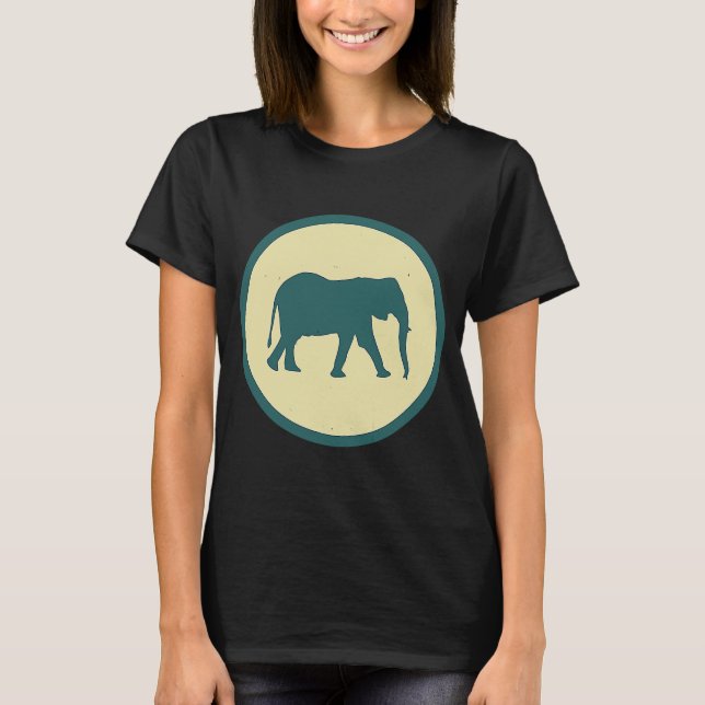 Retro Elephant Vintage Wild Animal T-Shirt (Front)