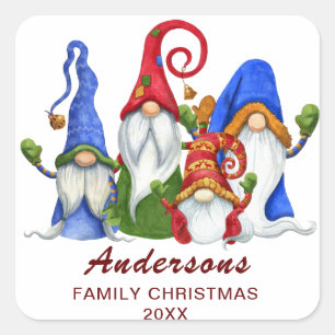 Retro Elf Gnomes Christmas Gifts Holiday Square Sticker