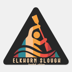 Retro Elkhorn Slough Kayaking Triangle Sticker