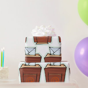 Retro Email Inbox Icon Cartoon Style  Wrapping Paper