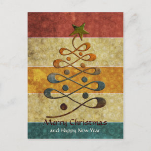 Retro Embossed Gradient Christmas Tree Postcard