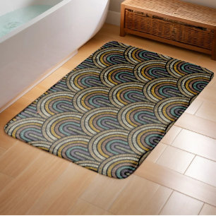 Retro Embroidery Arc Pattern Bath Mat