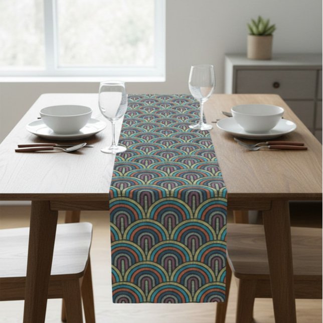Retro Embroidery Arc Pattern Table Runner (Creator Uploaded)