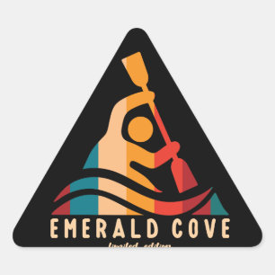 Retro Emerald Cove Kayaking Triangle Sticker