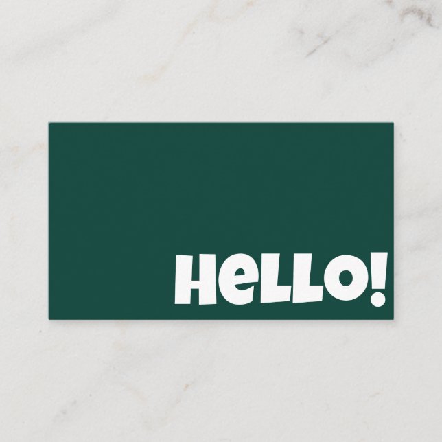Retro Emerald Green QR Code Hello Modern Boho Business Card (Front)