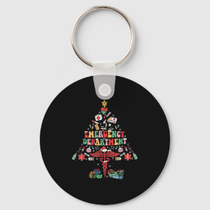 Retro Emergency Department Christmas Tree Er Crew  Keychain