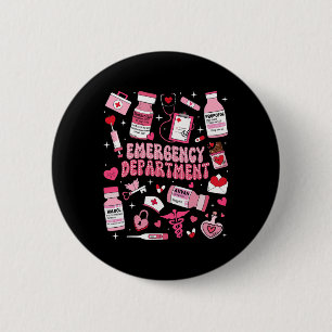 Retro Emergency Department Ed Er Nurse Valentines 2 Inch Round Button