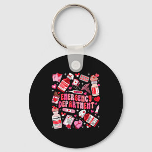 Retro Emergency Department Ed Er Nurse Valentines Keychain