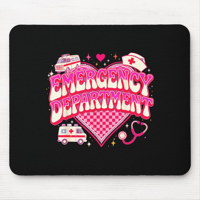 Retro Emergency Department Valentine Nk Nurse Aest Mouse Pad (Front)