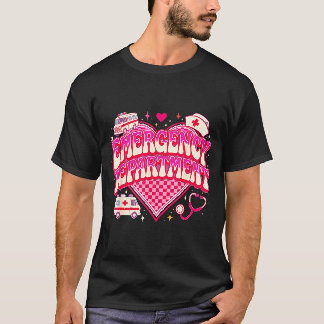 Retro Emergency Department Valentine Nk Nurse Aest T-Shirt (Front)
