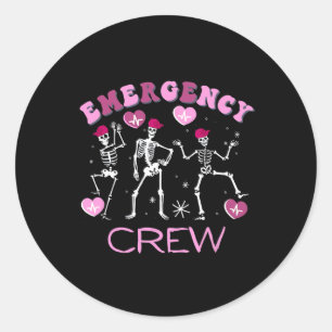 Retro Emergency Department Valentine Skeleton Er E Classic Round Sticker