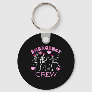 Retro Emergency Department Valentine Skeleton Er E Keychain