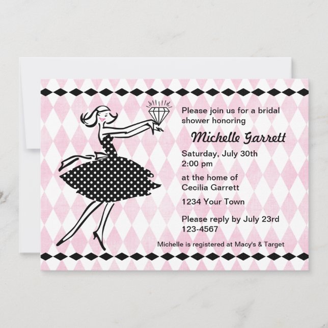 Retro Engaged II Bridal Shower Invitation (Front)