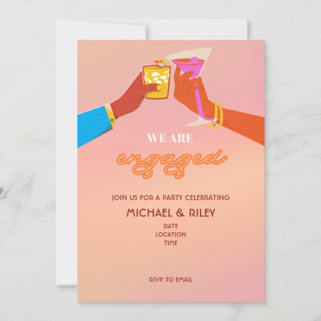 Retro Engagement Party Invitation  (Front)