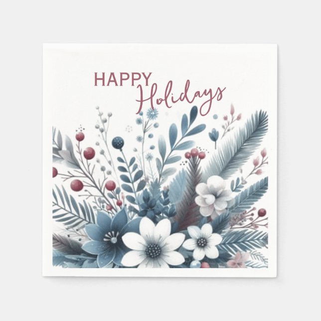 Retro English Holiday Wreath With Cute Squirrels Napkin (Front)