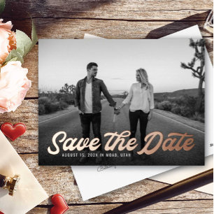 Rétro Enregistrer la date Foil Invitation Carte po