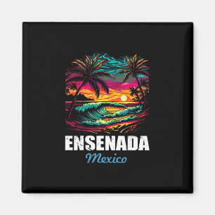 Retro Ensenada Mexico Sunset Vintage Vacation Souv Magnet