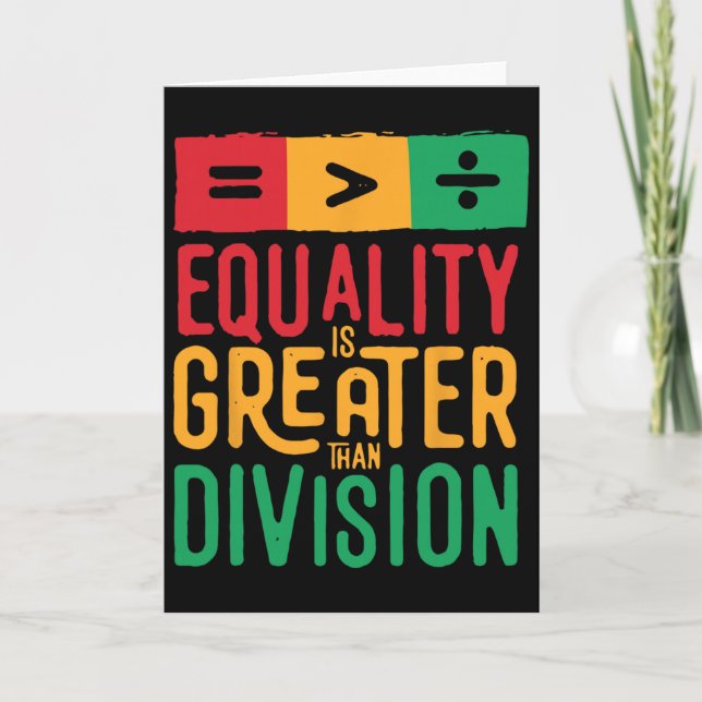Retro Equality Is Greater Than Division Black Hist Card (Front)