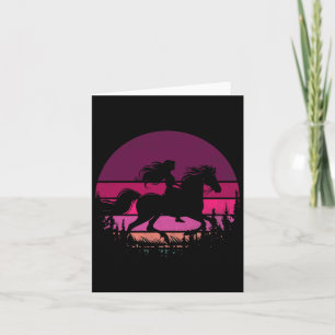 Retro Equestrian Girls Horses Vintage Girl Riding  Card