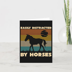 Retro Equestrian Horse Rider Easily Distracted By Card