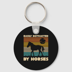 Retro Equestrian Horse Rider Easily Distracted By Keychain