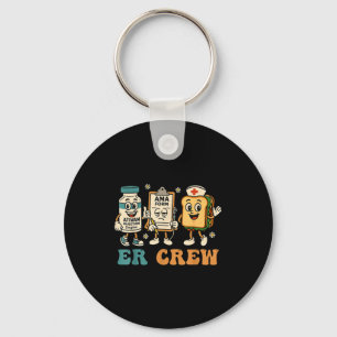 Retro Er Crew Emergency Room Funny Er Ed Nurse Tec Keychain