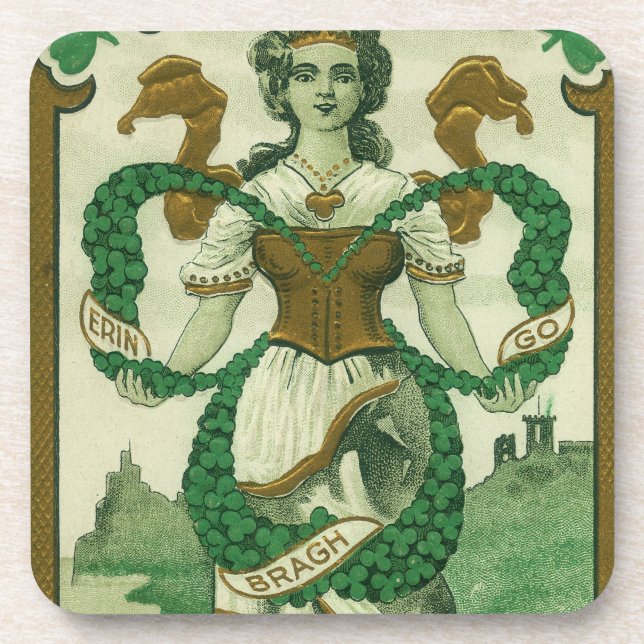 Retro - Erin Go Braugh. St. Patricks Day Greetings Coaster (Front)