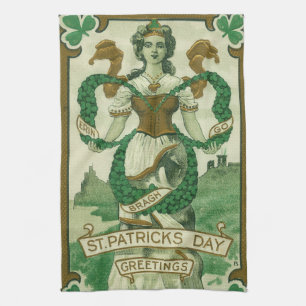 Retro - Erin Go Braugh. St. Patricks Day Greetings Kitchen Towel