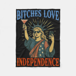Retro Es Love Independence Funny 4th Of July _1 Fleece Blanket