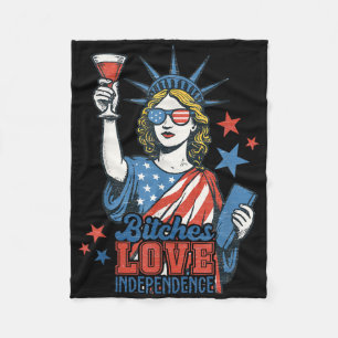 Retro Es Love Independence Funny 4th Of July  Fleece Blanket