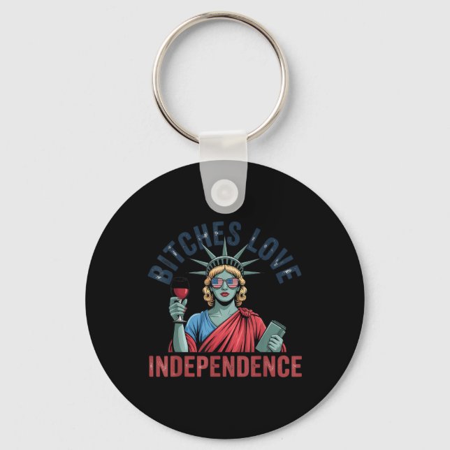 Retro Es Love Independence Funny 4th Of July  Keychain (Front)