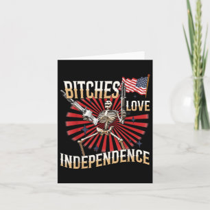 Retro Es Love Independence Funny Skeleton 4th Of J Card