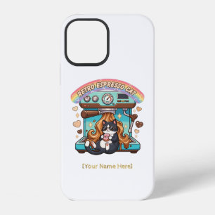 Retro Espresso Cat Coffee Barista Personalized iPhone 12 Case