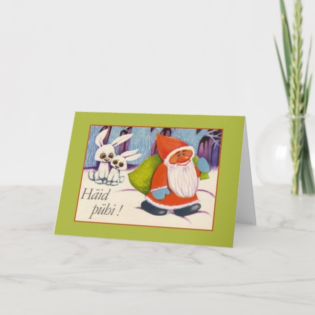 Retro Estonian Häid Pühi Christmas Greeting Card (Front)