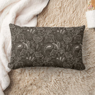 Retro ethnic vintage paisley floral pattern lumbar pillow