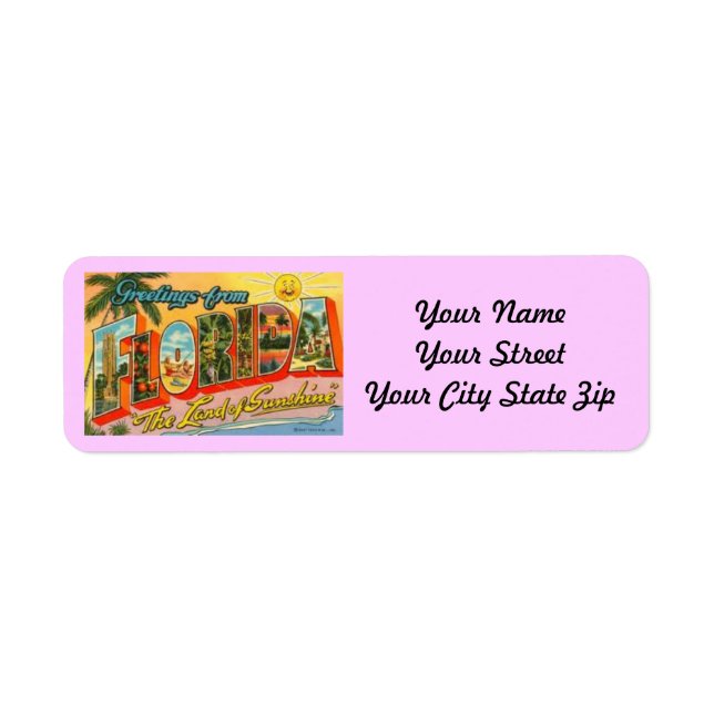 Rétro étiquette de retour de la Floride de carte (Devant)