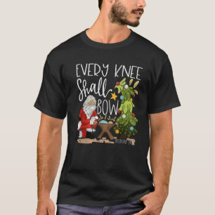 Retro Every Knee Shall Bow Santa Clause Religious T-Shirt