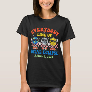 Retro Everybody Line Up Total Solar Eclipse 2024 E T-Shirt
