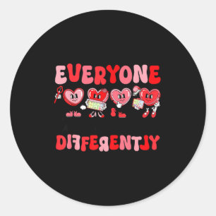 Retro Everyone Communicates Differently Autism Val Classic Round Sticker