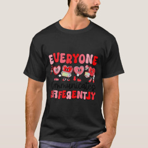 Retro Everyone Communicates Differently Autism Val T-Shirt