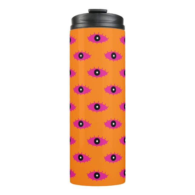 Retro Evil Eye Pattern Burnt Orange& Pink BOHO Thermal Tumbler (Front)
