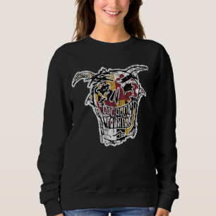 Retro Evil Smile Face With Maryland State Flag Blu Sweatshirt