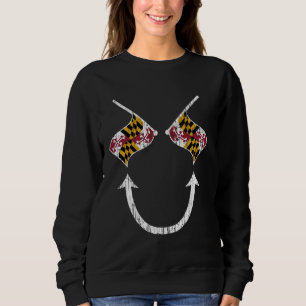 Retro Evil Smile Face With Maryland State Flag Blu Sweatshirt