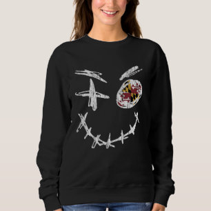 Retro Evil Smile Face With Maryland State Flag Blu Sweatshirt