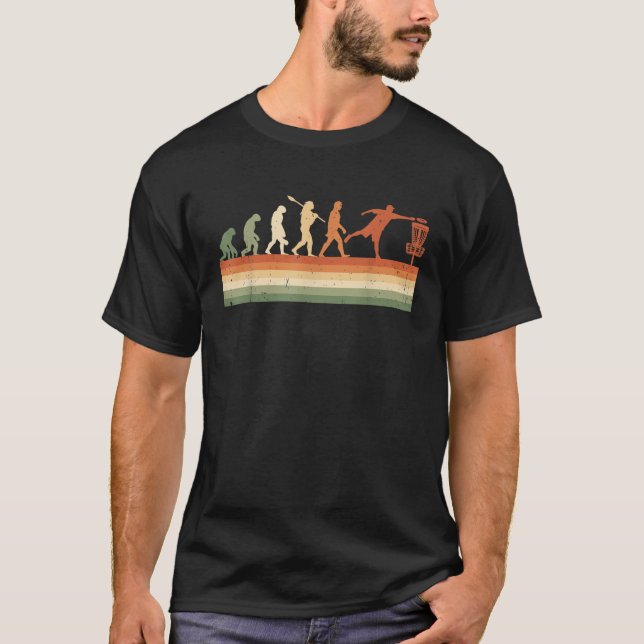 Retro Evolution Of Man Frisbee Disc Golf Player Fu T-Shirt (Front)